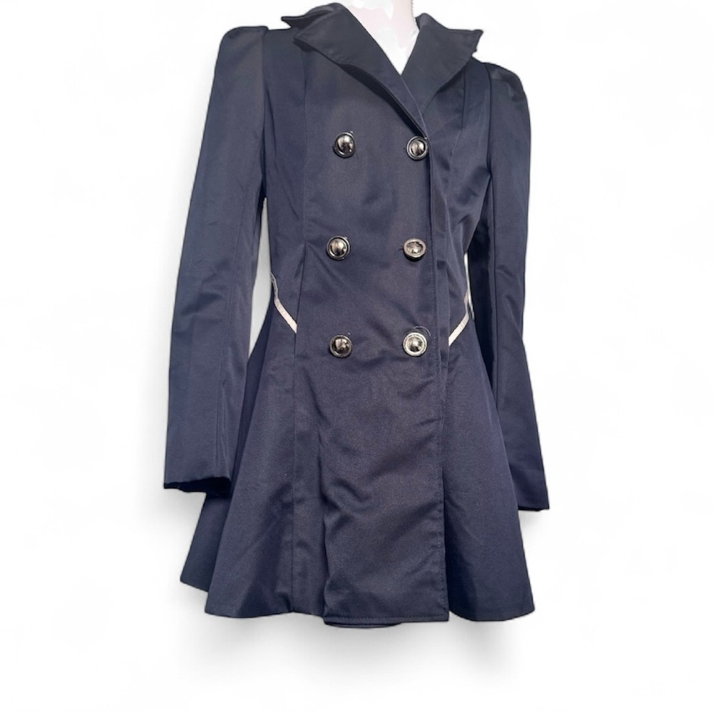Navy Double-Breasted Women's Coat